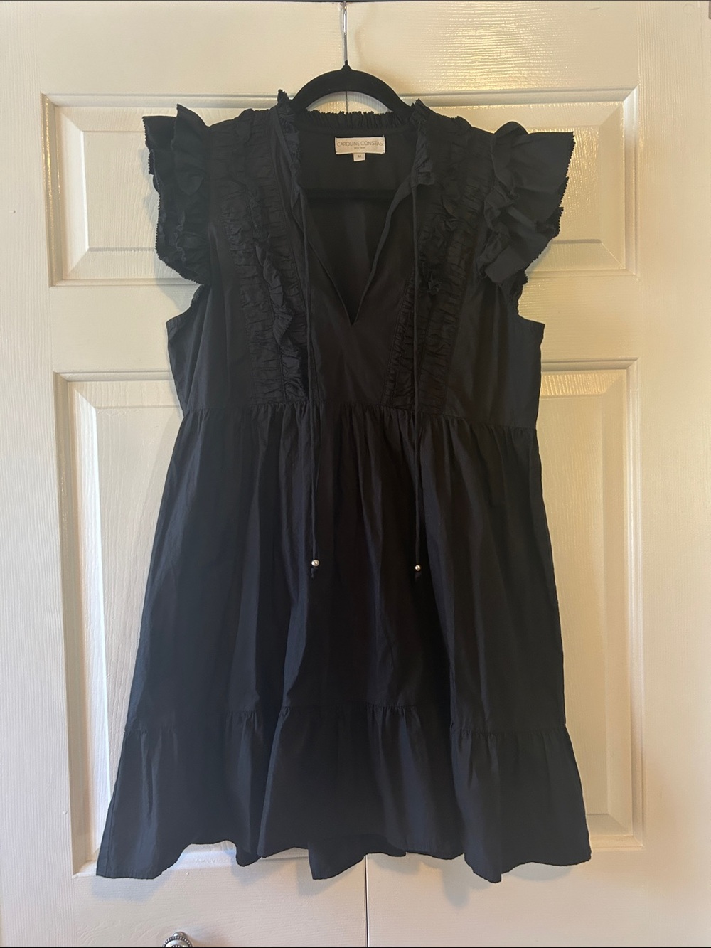 Caroline Constas Black Ruffle Mini Dress